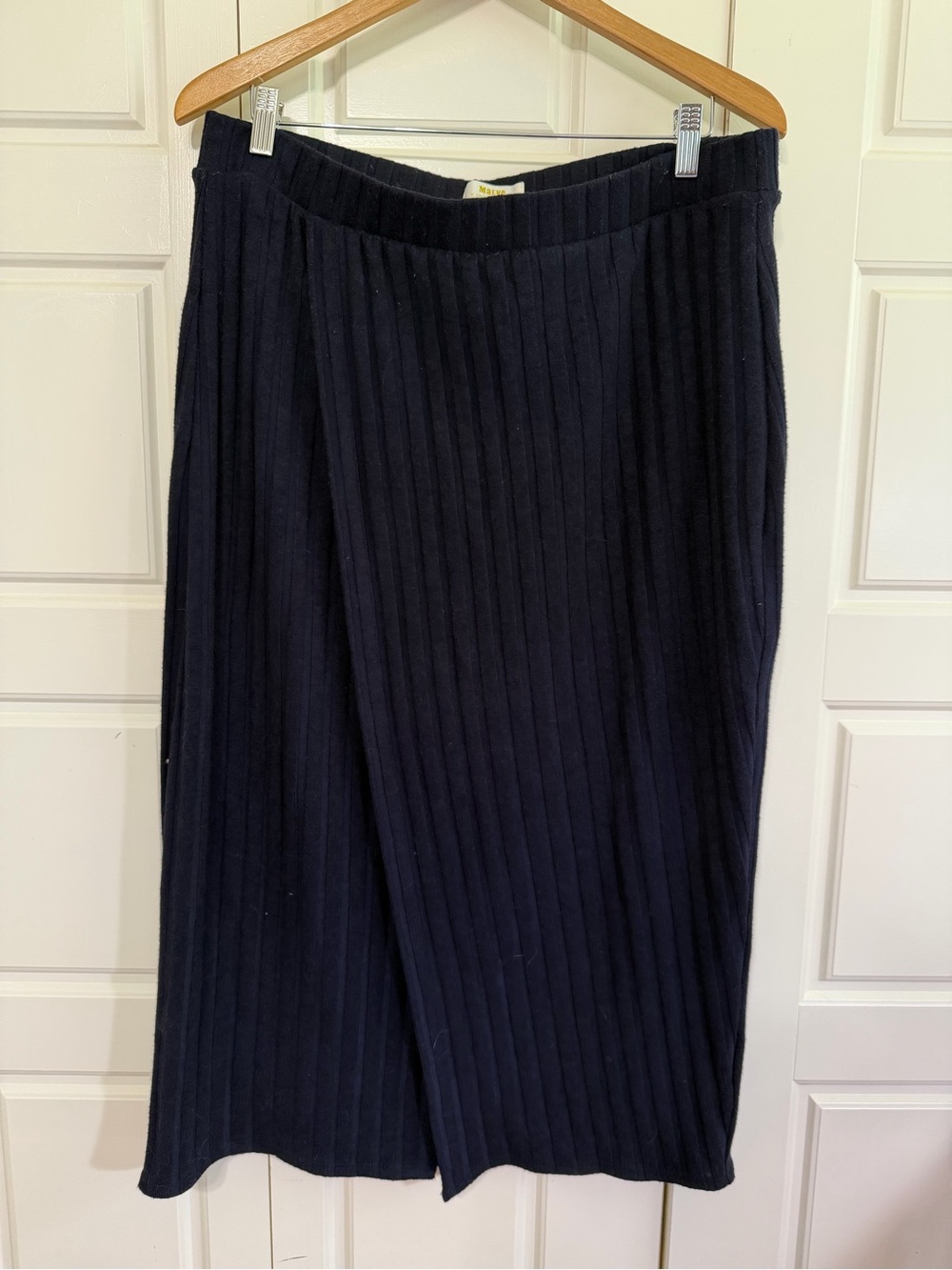 Anthropologie Navy Ribbed Knit Midi Skirt